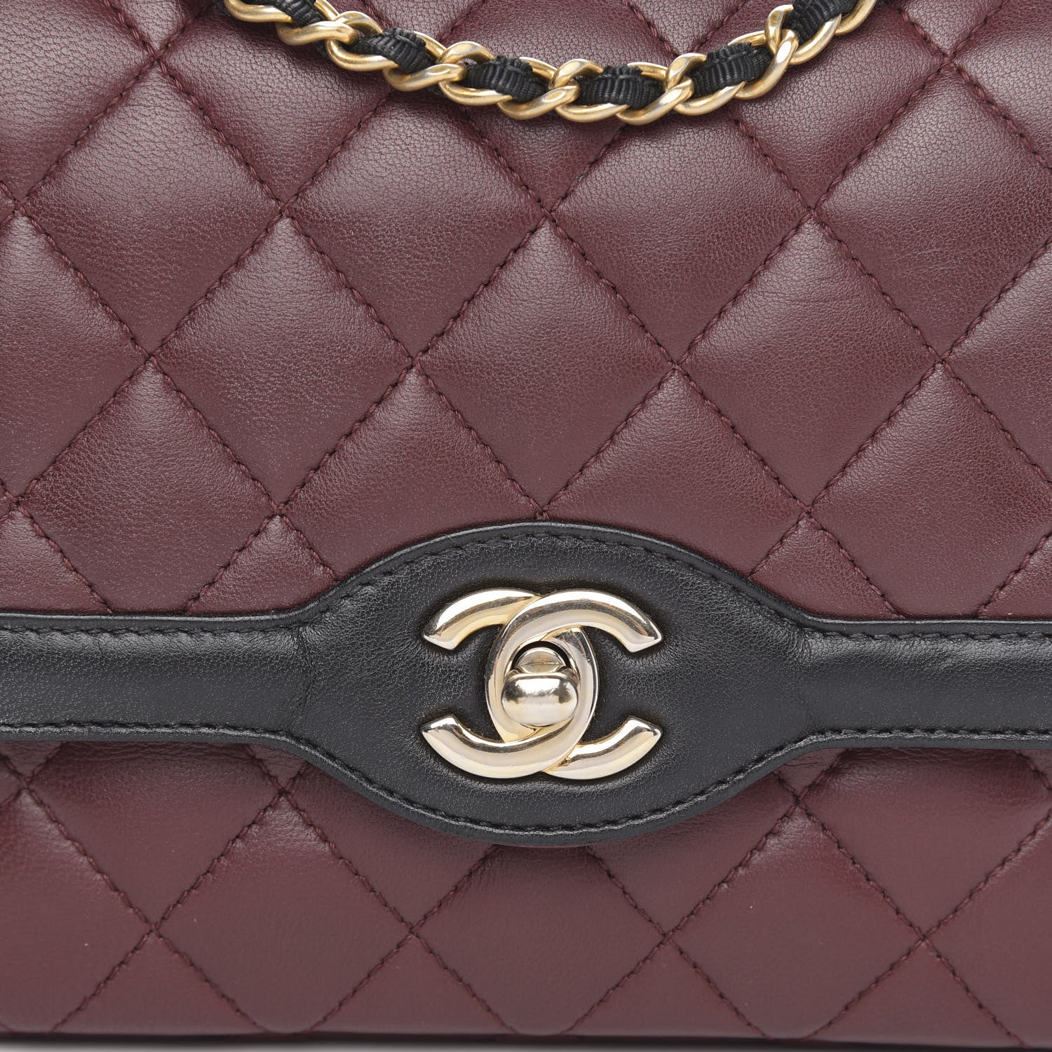 Chanel Lambskin Quilted Mini Two Tone Day Flap Burgundy 8 of 15