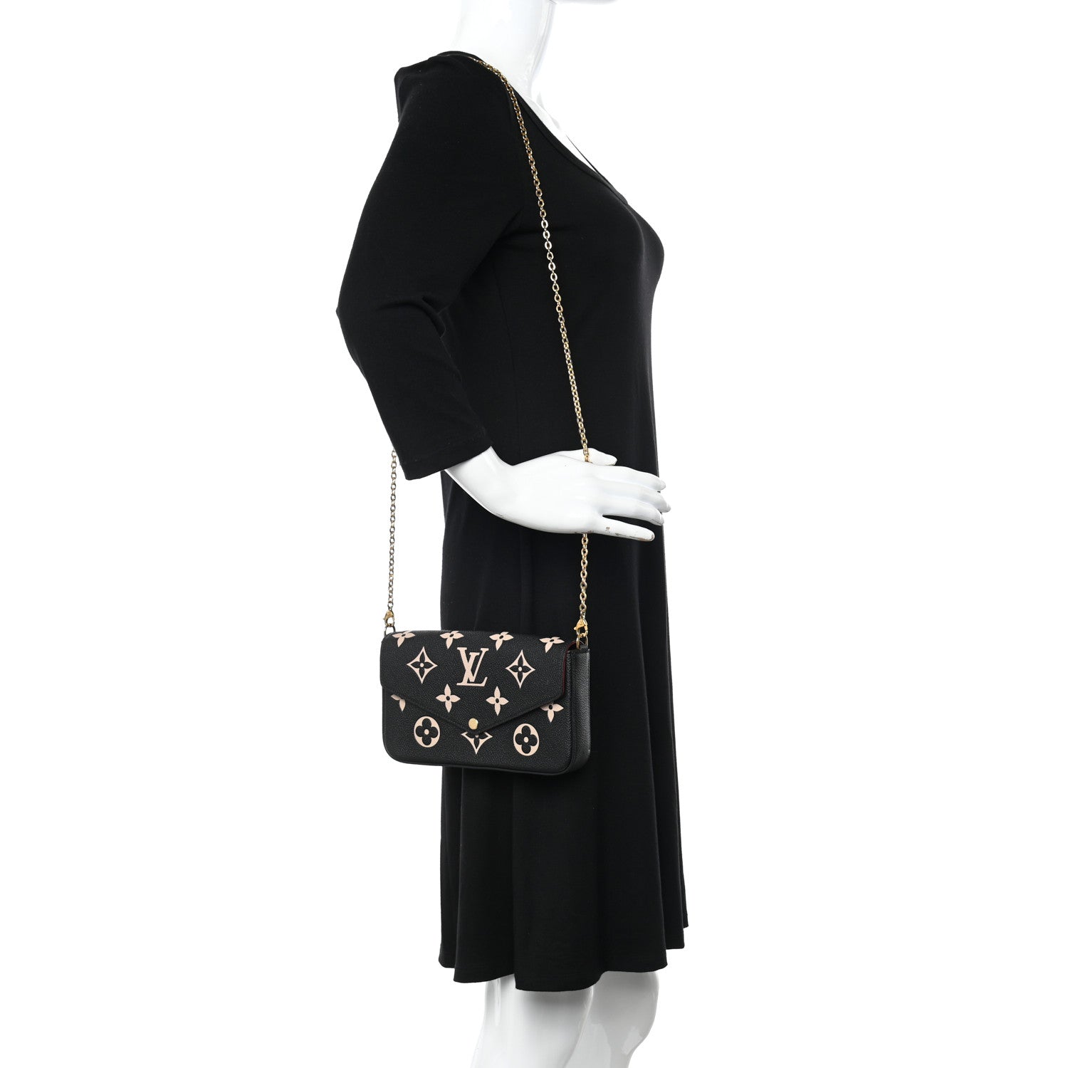 Louis Vuitton Empreinte Monogram Giant Felicie Pochette Black Beige 2 of 13