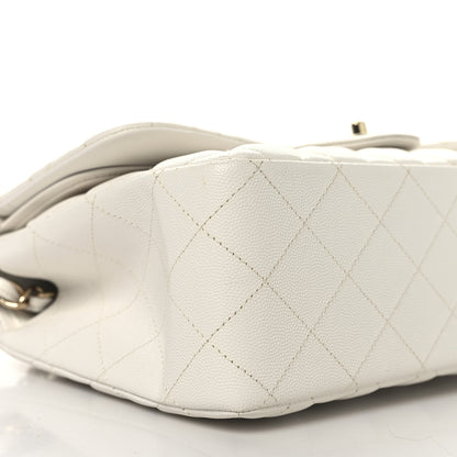 Chanel Caviar Quilted Jumbo Double Flap White 9 of 10