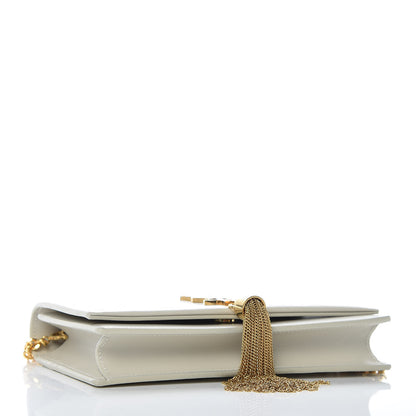 Saint Laurent Calfskin Star Print Monogram Kate Tassel Chain Wallet White Gold 5 of 11