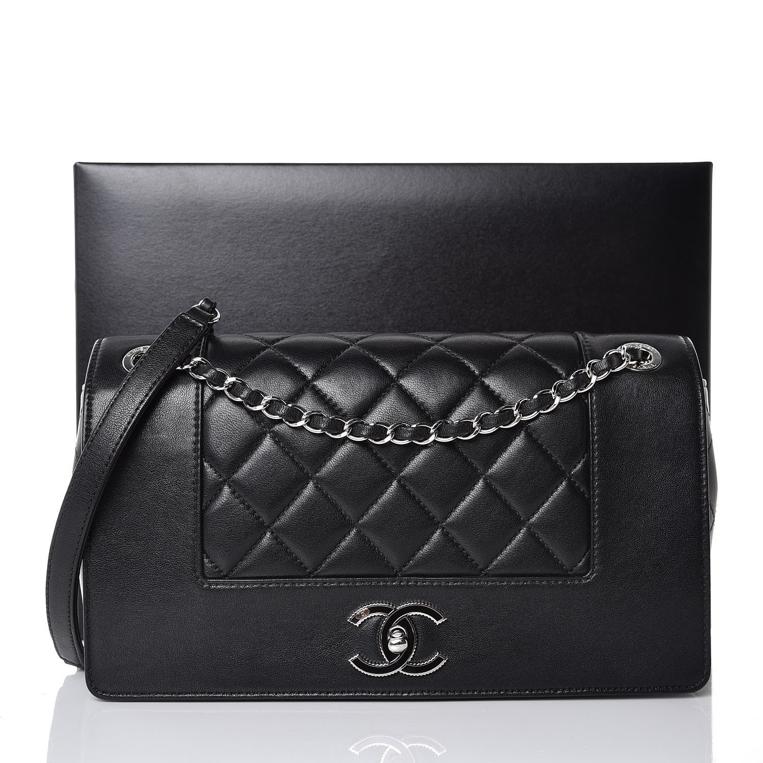 Chanel Sheepskin Quilted Vintage Mademoiselle Flap Black 9 of 9