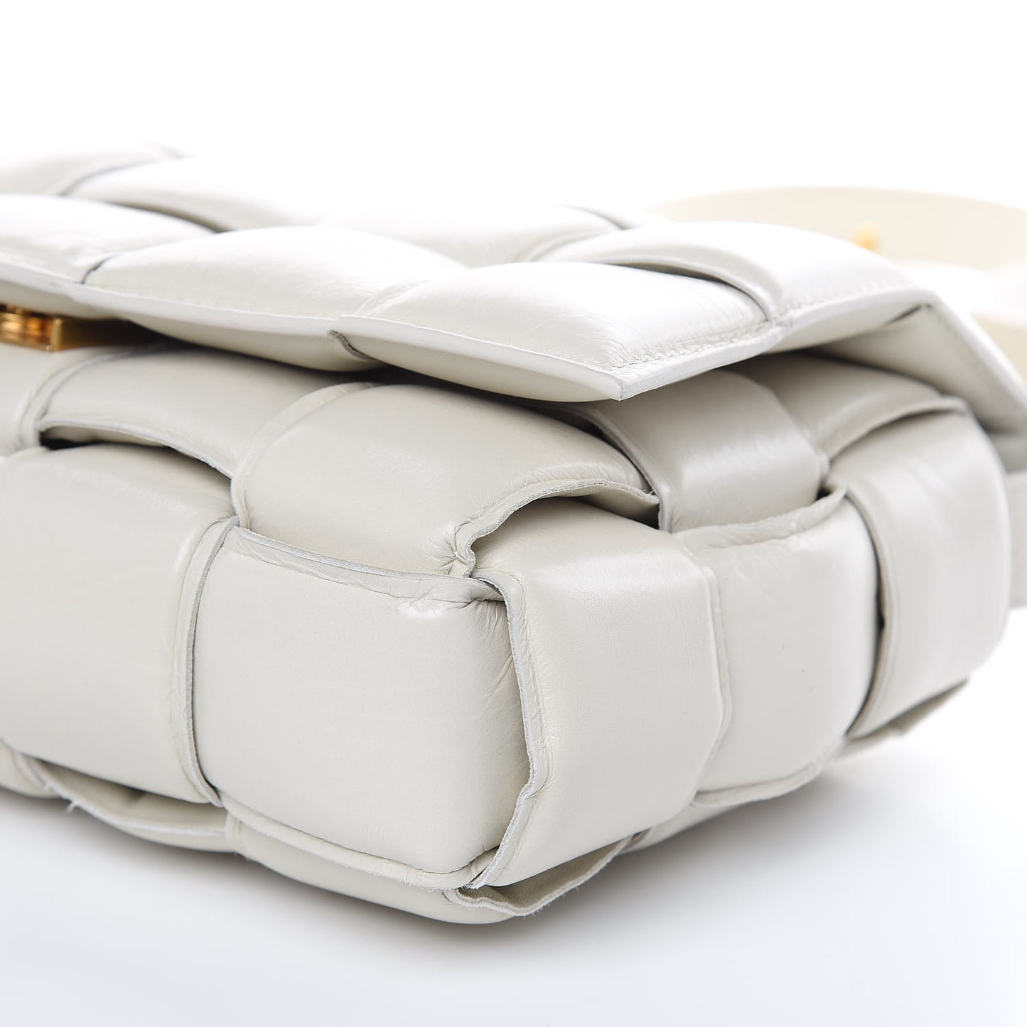 Paper Calfskin Maxi Intreccio Padded Cassette Crossbody Bag White