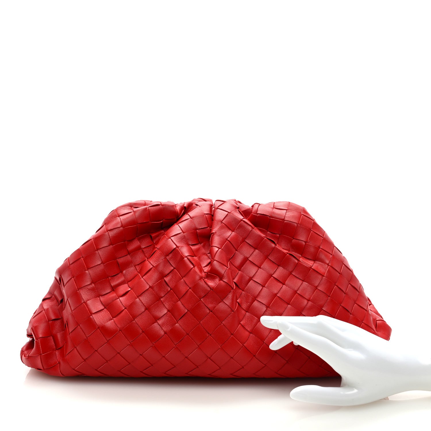 Bottega Veneta Nappa Maxi Intrecciato The Pouch Oversized Clutch Bright Red 2 of 6