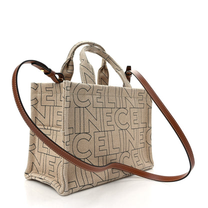Celine Canvas Calfskin All Over Print Small Cabas Thais Natural Tan 3 of 9