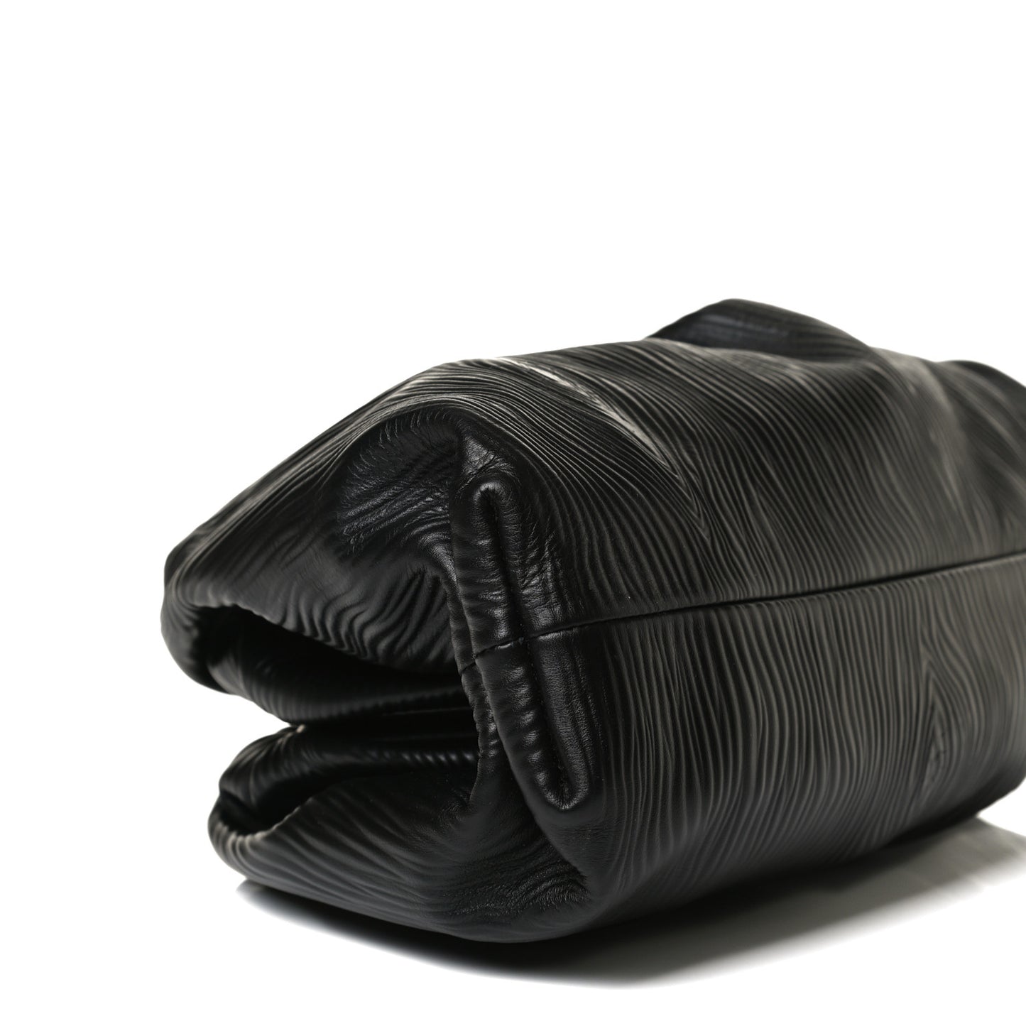Bark Calfskin Embossed The Pouch Oversized Clutch Black