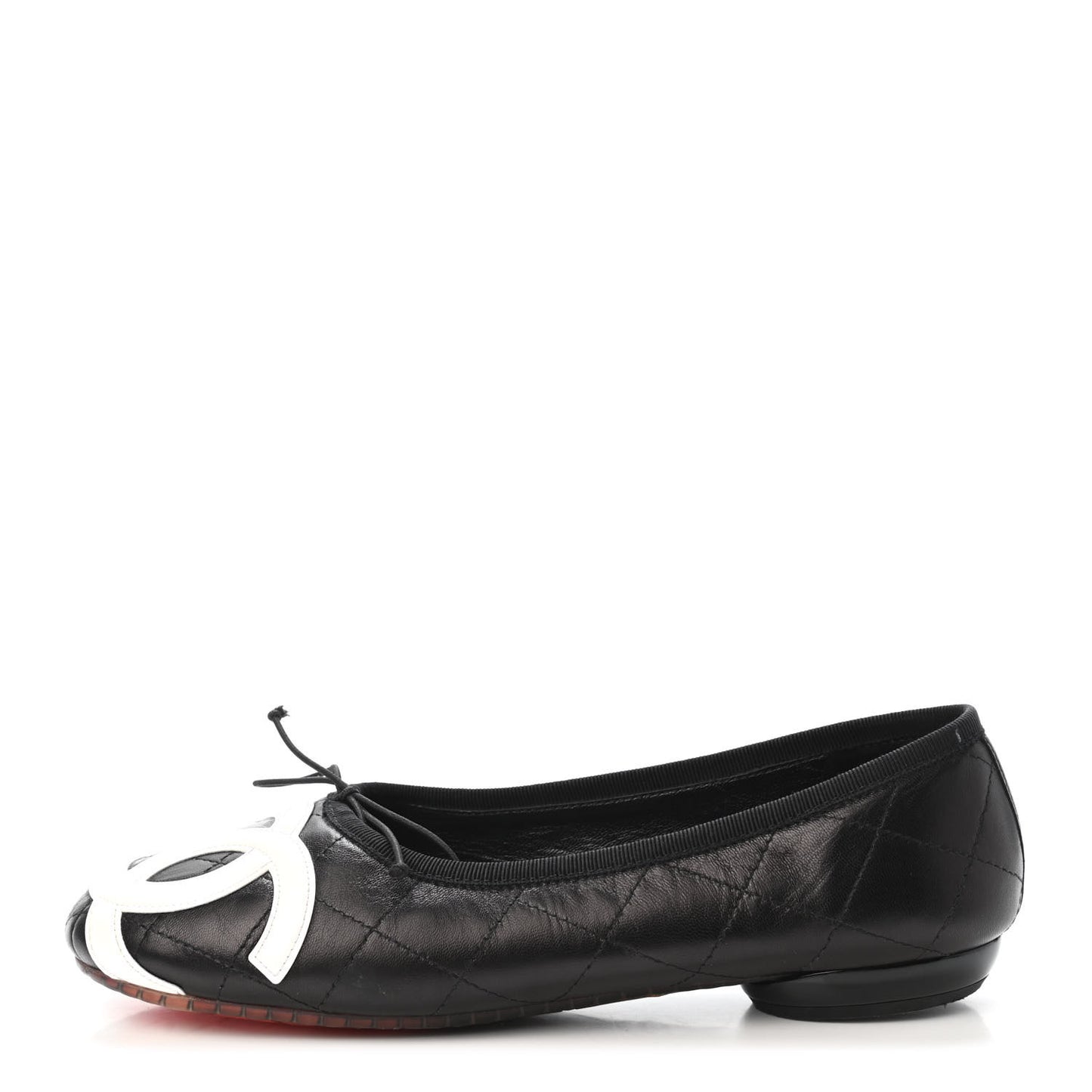 Lambskin Cambon Quilted Ballerina Flats 38 Black