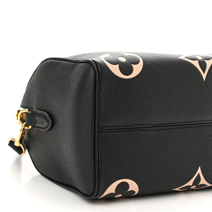 Louis Vuitton Empreinte Monogram Giant Speedy Bandouliere 25 Black Beige 9 of 11