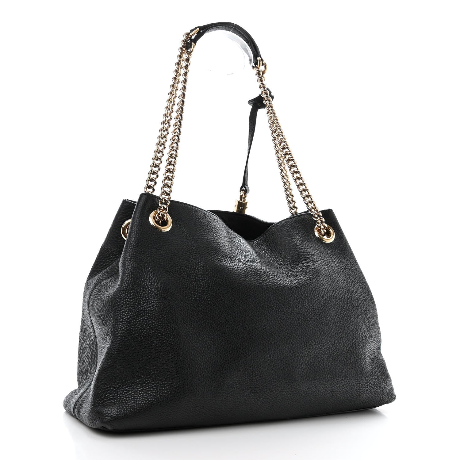 Gucci Pebbled Calfskin Medium Soho Chain Shoulder Bag Black 3 of 12