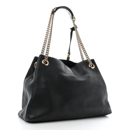 Gucci Pebbled Calfskin Medium Soho Chain Shoulder Bag Black 3 of 12