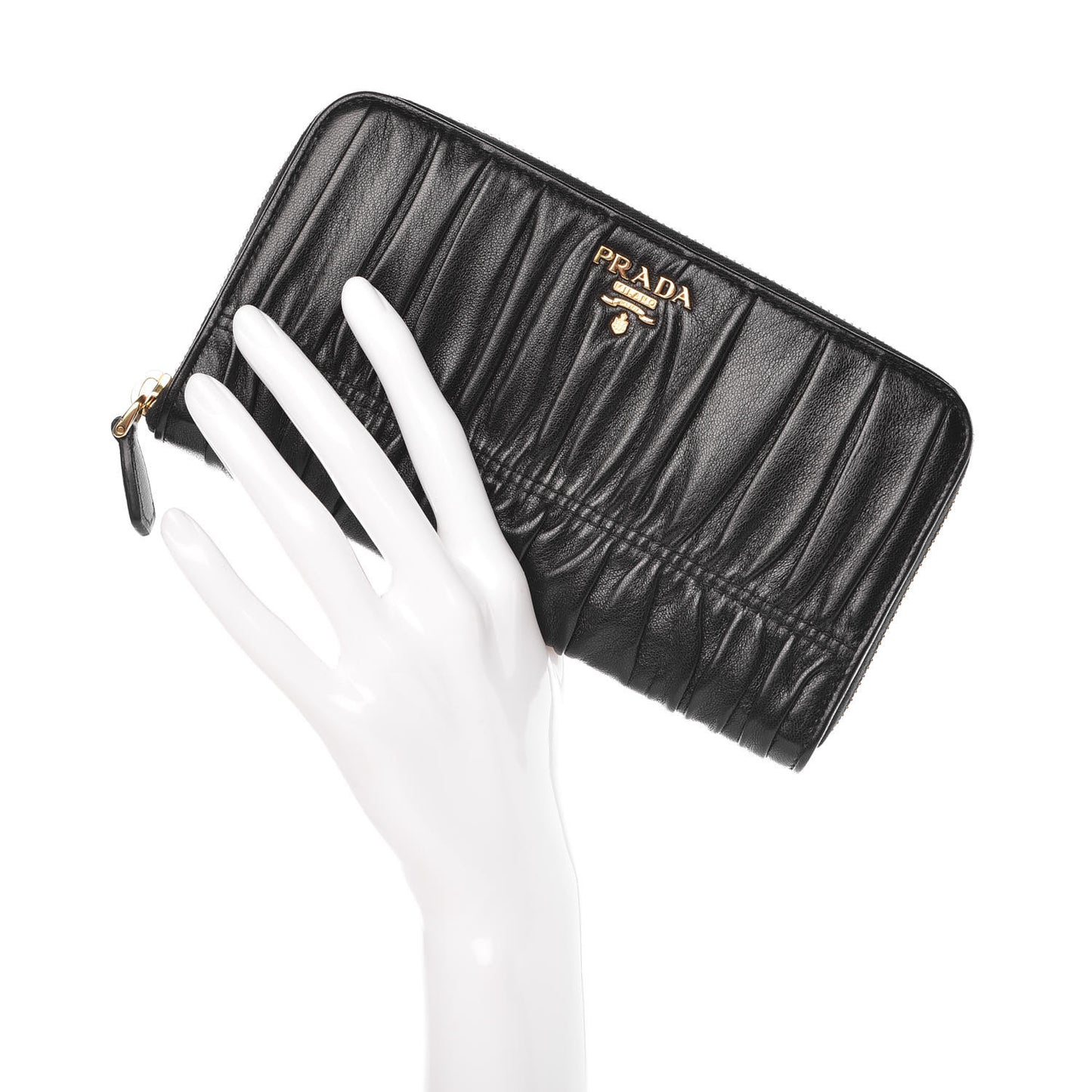 Nappa Gaufre Zip Around Wallet Black