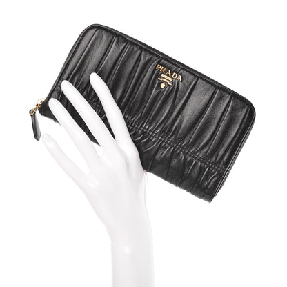 Prada Nappa Gaufre Zip Around Wallet Black 2 of 8