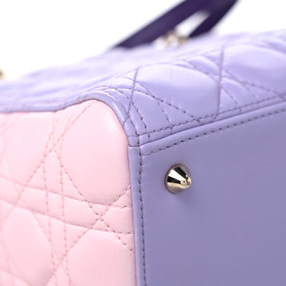 Christian Dior Lambskin Cannage Medium Tri-Color Lady Dior Purple Light Pink 9 of 16