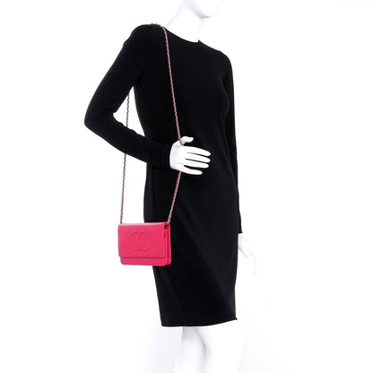 Chanel Caviar Timeless CC Wallet On Chain WOC Dark Pink 2 of 9
