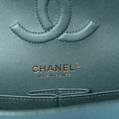 Chanel Iridescent Caviar Quilted Medium Double Flap Green 6 of 9