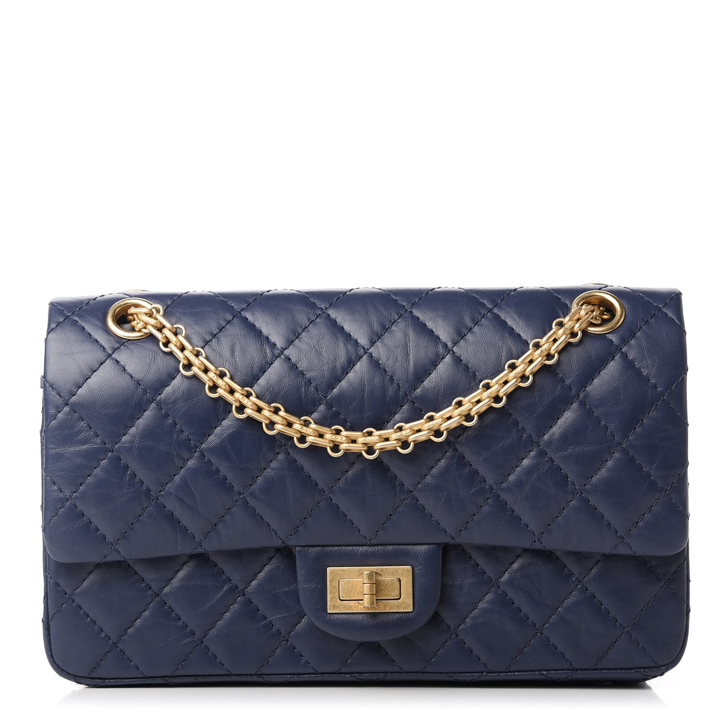 Aged Calfskin Quilted 2.55 Reissue 225 Flap Navy