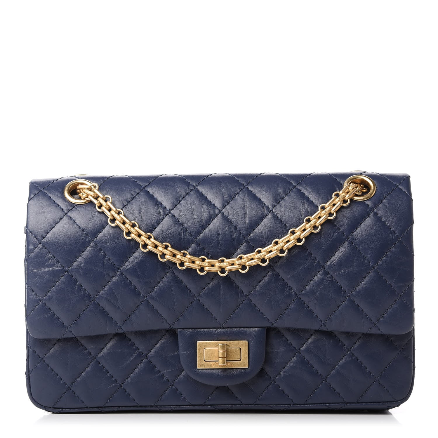 Chanel Aged Calfskin Quilted 2.55 Reissue 225 Flap Navy 1 of 11