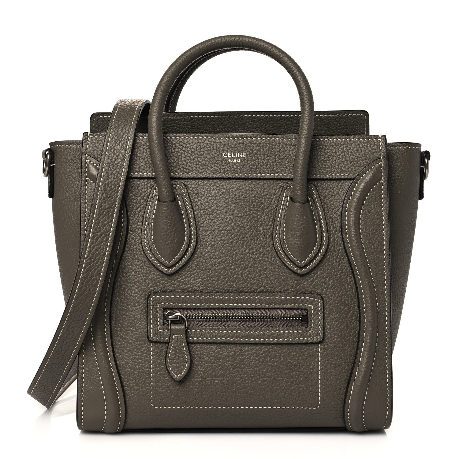 Celine Drummed Calfskin Nano Luggage Souris 1 of 11