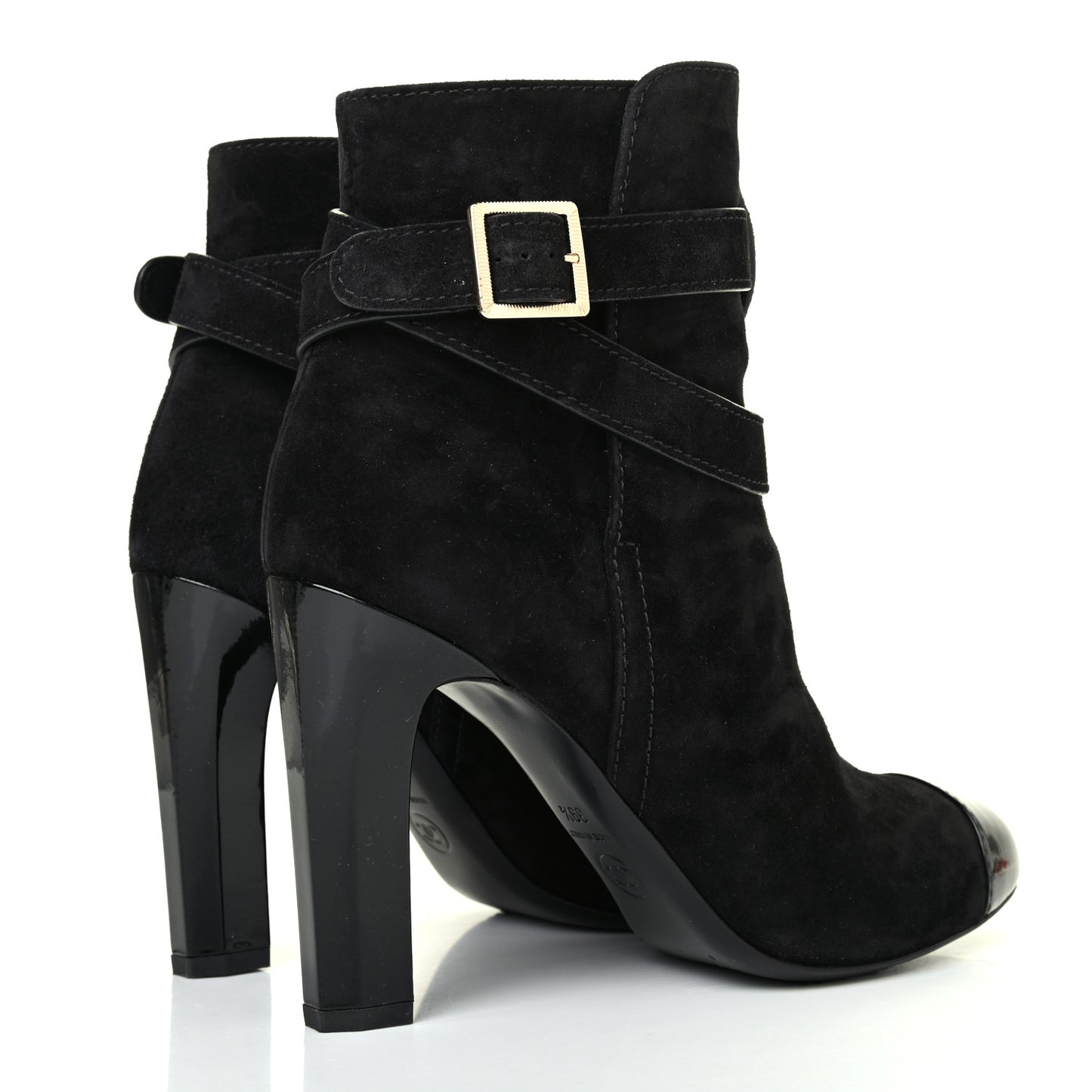 Suede Patent Cap Toe CC Short Boots 39.5 Black
