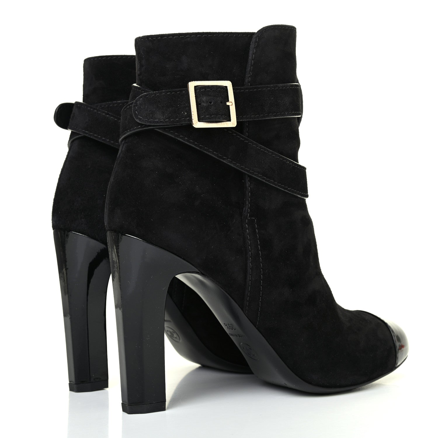Chanel Suede Patent Cap Toe CC Short Boots 39.5 Black 3 of 4