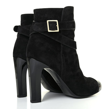 Chanel Suede Patent Cap Toe CC Short Boots 39.5 Black 3 of 4