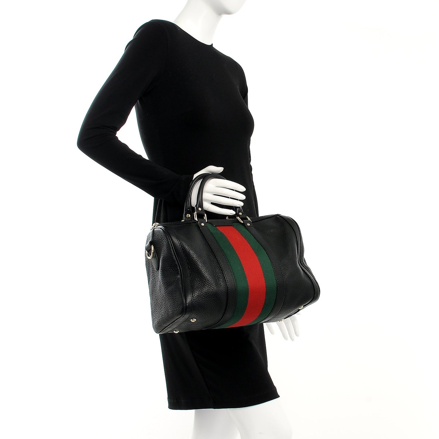 Calfskin Vintage Web Medium Boston Black