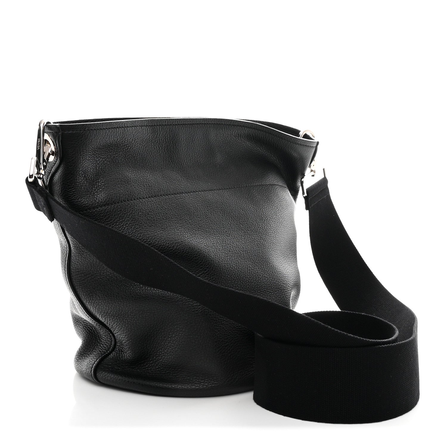 Prada Vitello Daino Bucket Bag Black 3 of 10