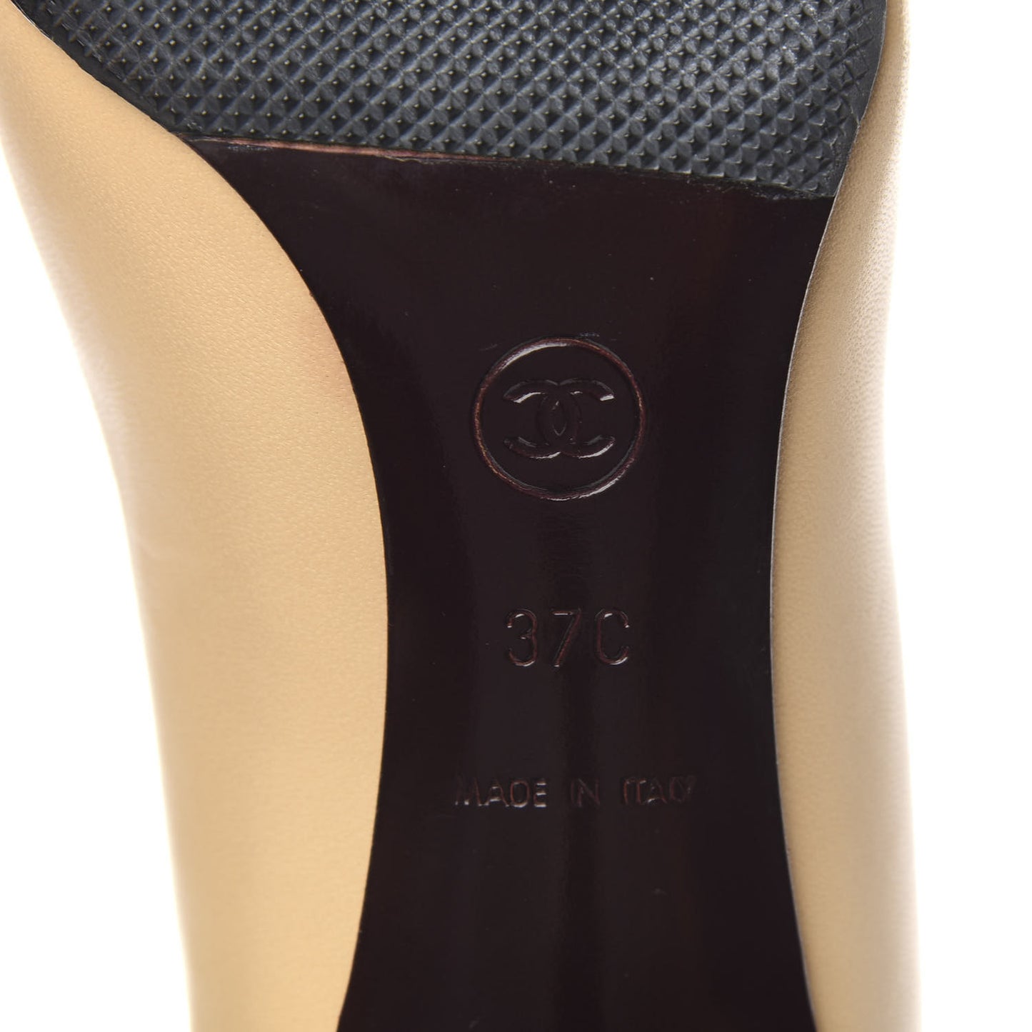 Lambskin Cap Toe CC Pumps 37 Beige Black