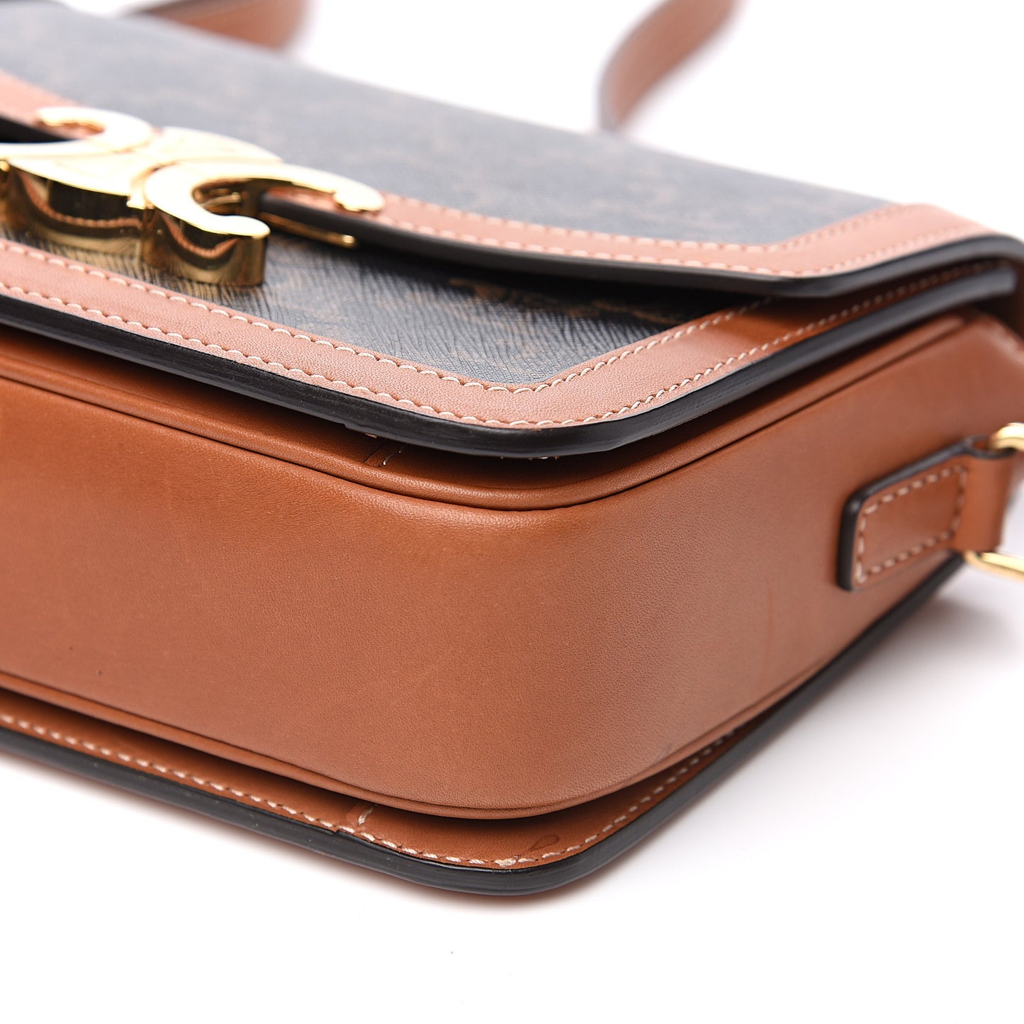 Calfskin Triomphe Canvas Teen Triomphe Bag Tan