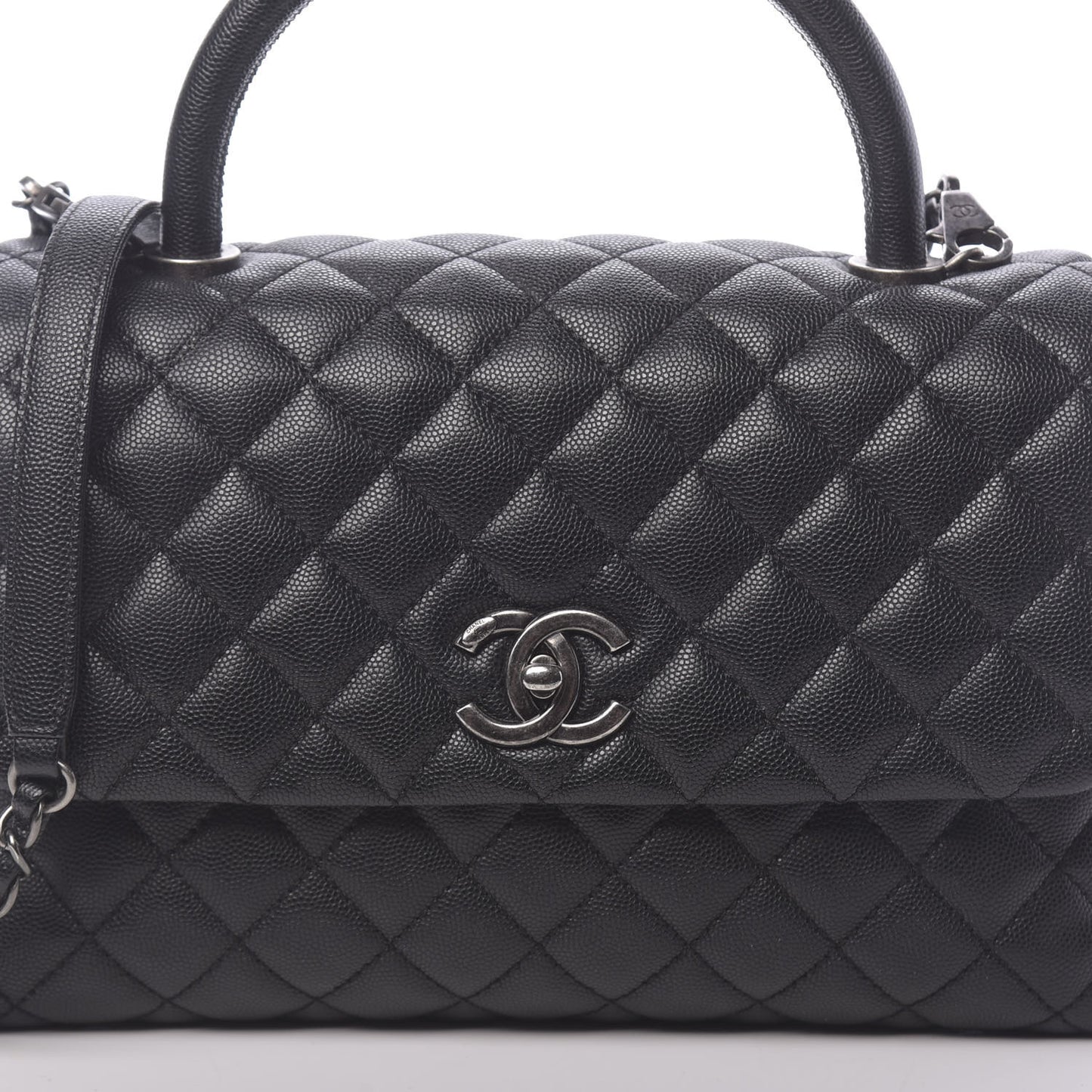 Caviar Quilted Small Coco Handle Flap Black