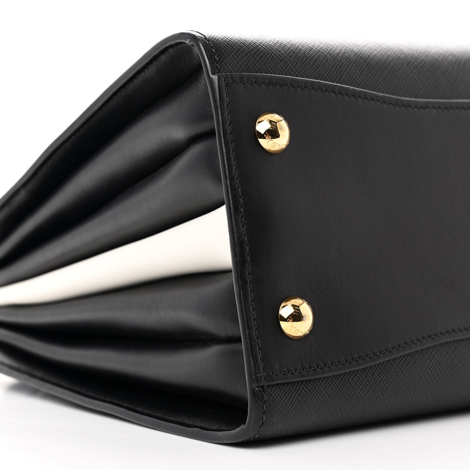 Prada Saffiano City Calfskin Small Bibliotheque Top Handle Black White 10 of 11