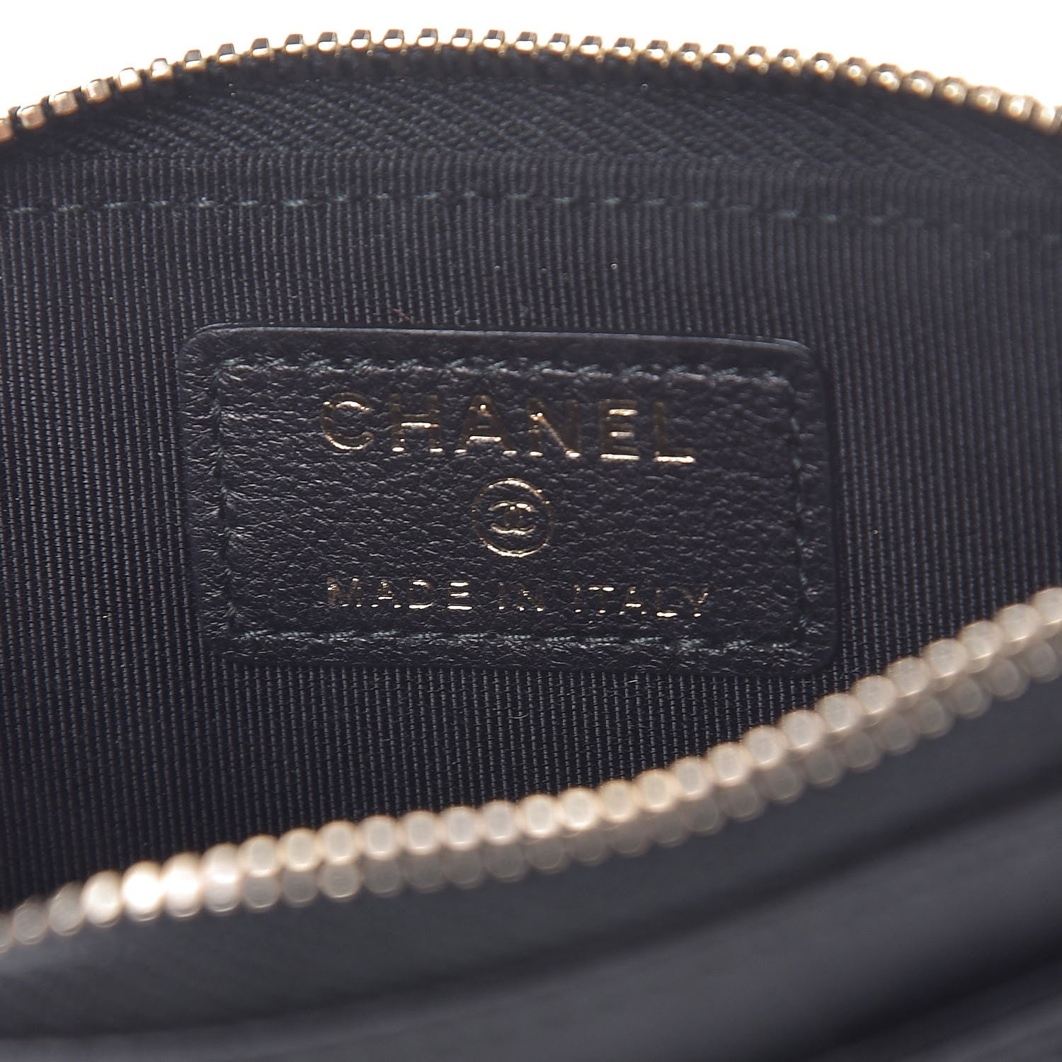 Chanel Calfskin Chevron Quilted Classic Zip Pouch Black 6 of 8