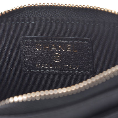 Chanel Calfskin Chevron Quilted Classic Zip Pouch Black 6 of 8