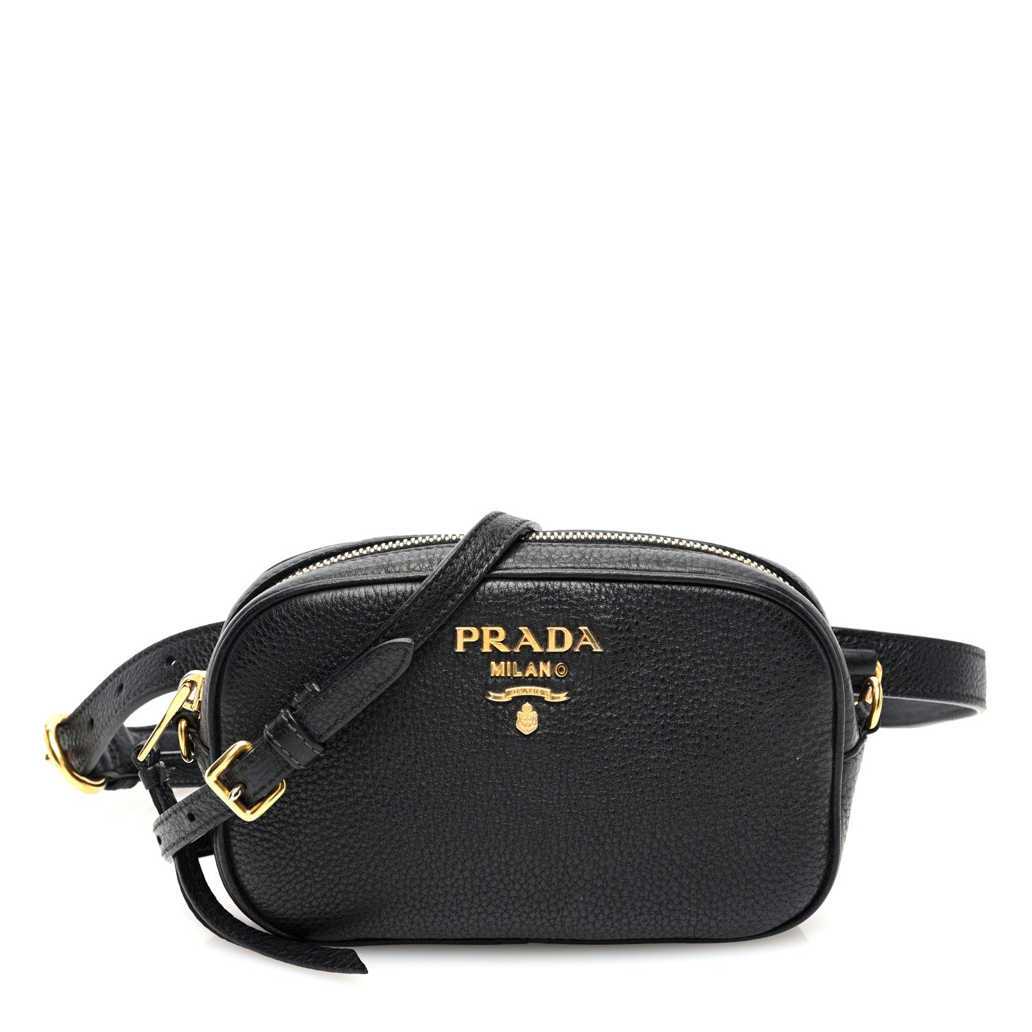 Prada Vitello Daino Logo Belt Bag Black 1 of 9