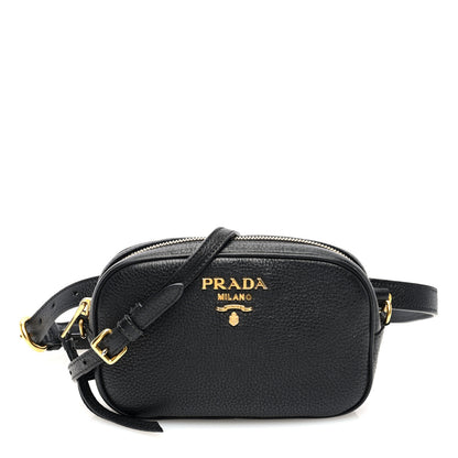 Prada Vitello Daino Logo Belt Bag Black 1 of 9