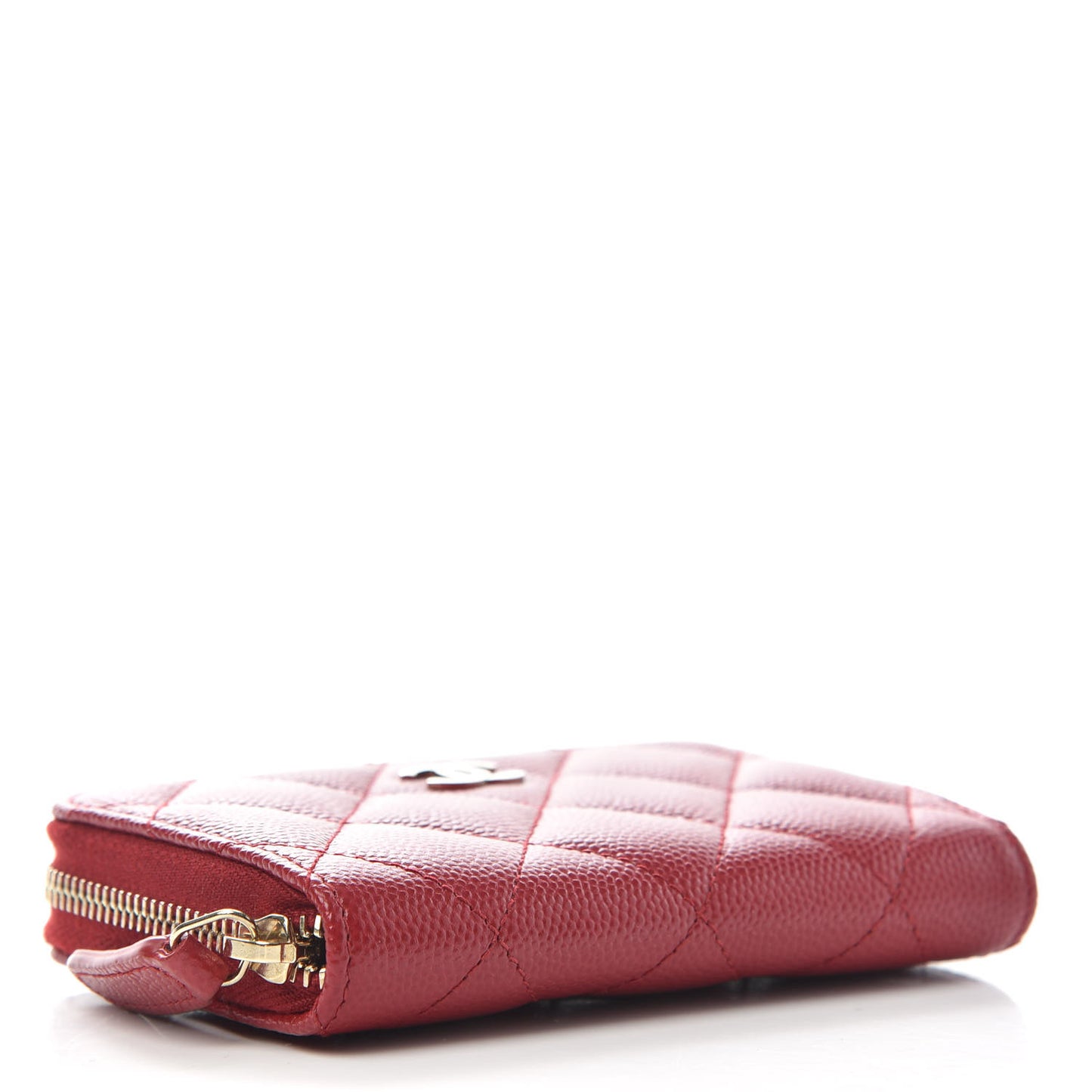 Caviar Quilted Zip Coin Purse Red