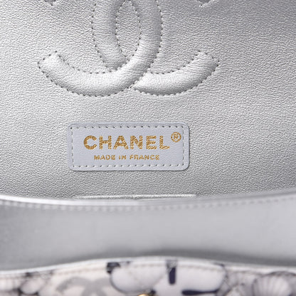Chanel Nylon Quilted Medium Cat Emoticon Double Flap Navy Grey Ecru 6 of 13