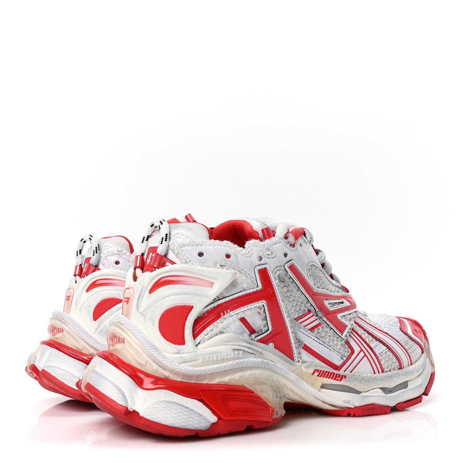 Balenciaga Mesh Rubber Bi-Color Mens Runner Sneakers 41 Red White 5 of 9