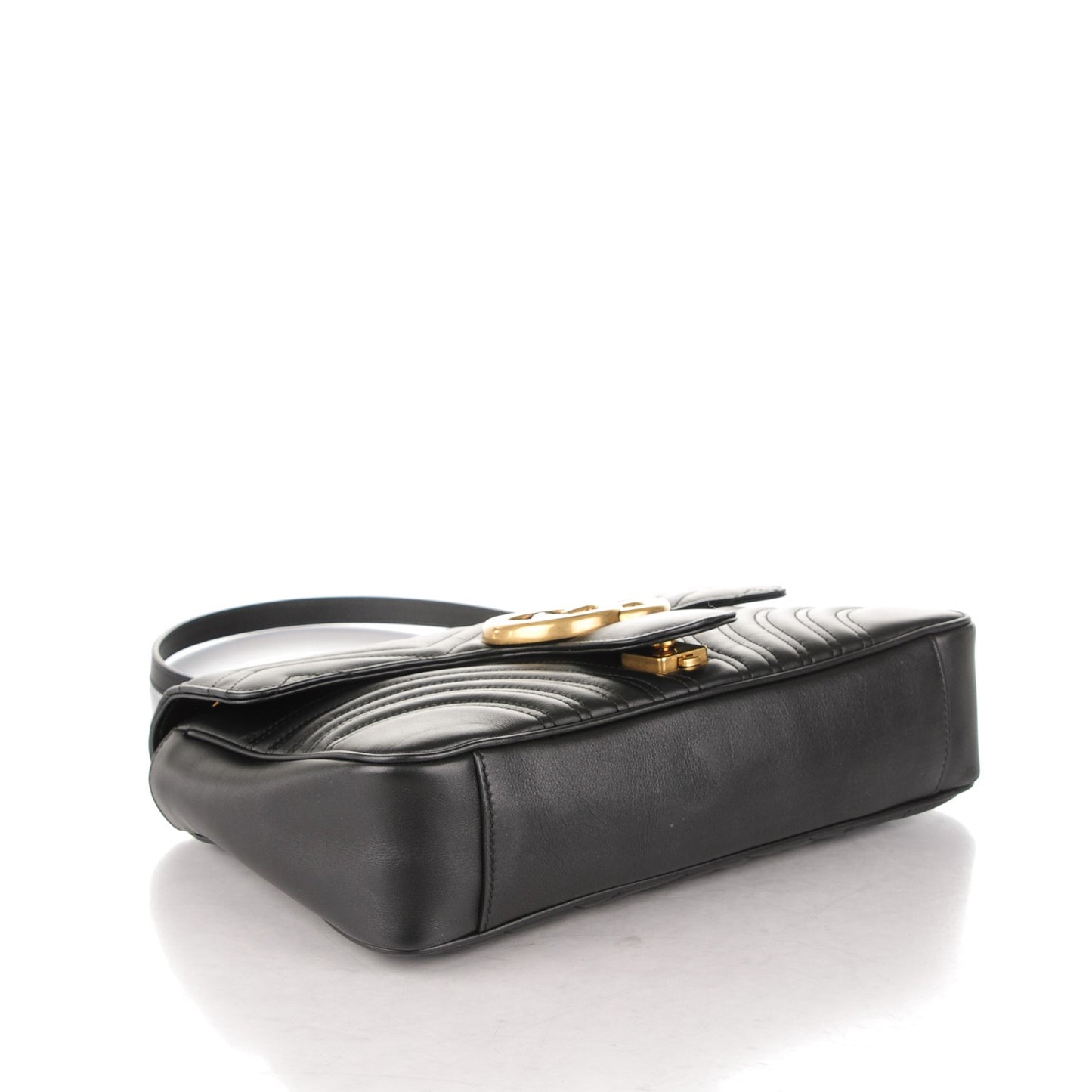 Calfskin Matelasse Medium GG Marmont Shoulder Bag Black