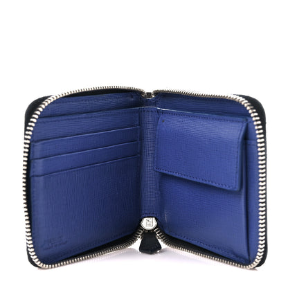 Fendi Vitello Elite Flamingo Mink Karlito Studded Zip Around Chain Wallet Black White Plaster 6 of 12