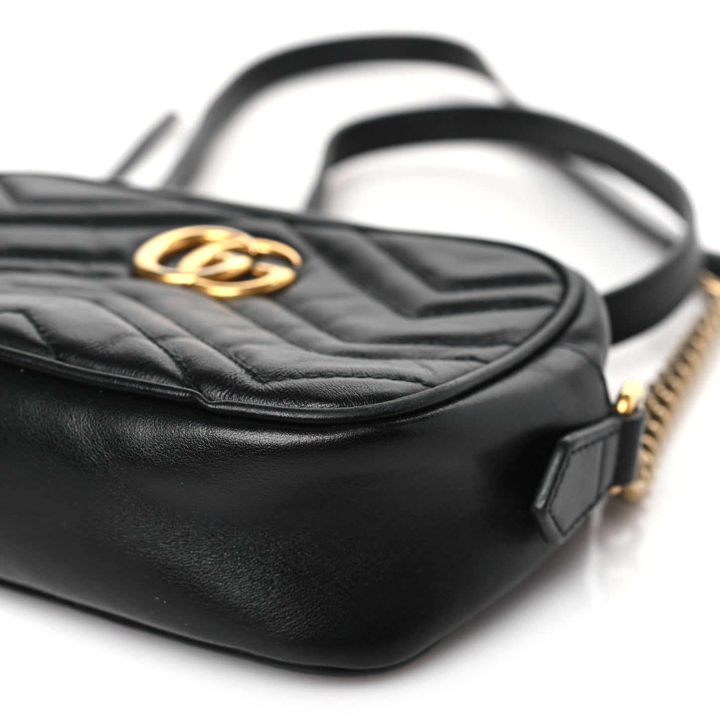 Calfskin Matelasse Mini GG Marmont Chain Shoulder Bag Black