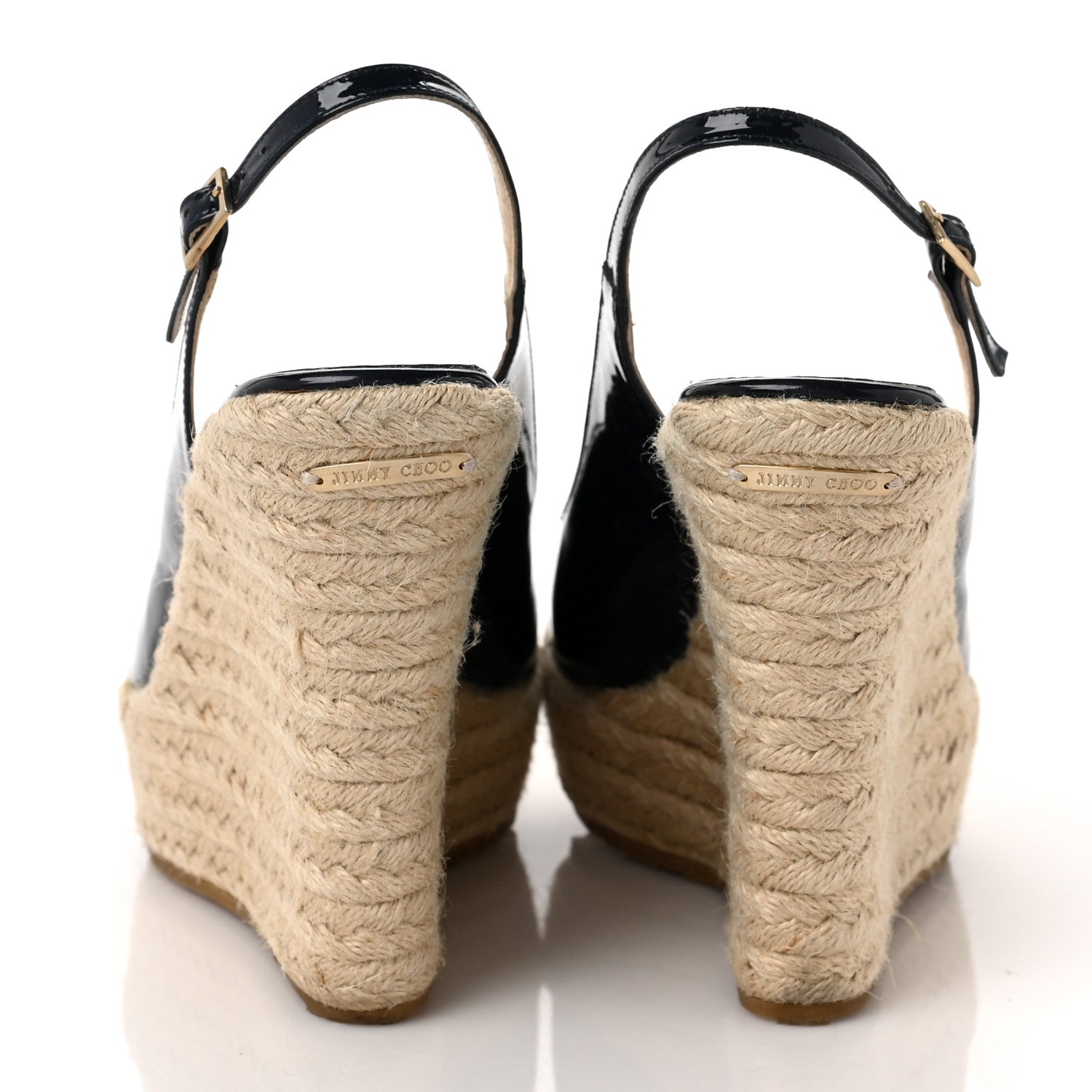 Jimmy Choo Patent Wedge Sandals 38 Navy 5 of 10