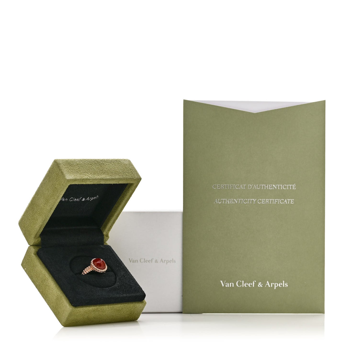 18K Rose Gold Carnelian Perlee Couleurs Ring 48 4.5