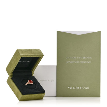 Van Cleef & Arpels 18K Rose Gold Carnelian Perlee Couleurs Ring 48 4.5 5 of 5