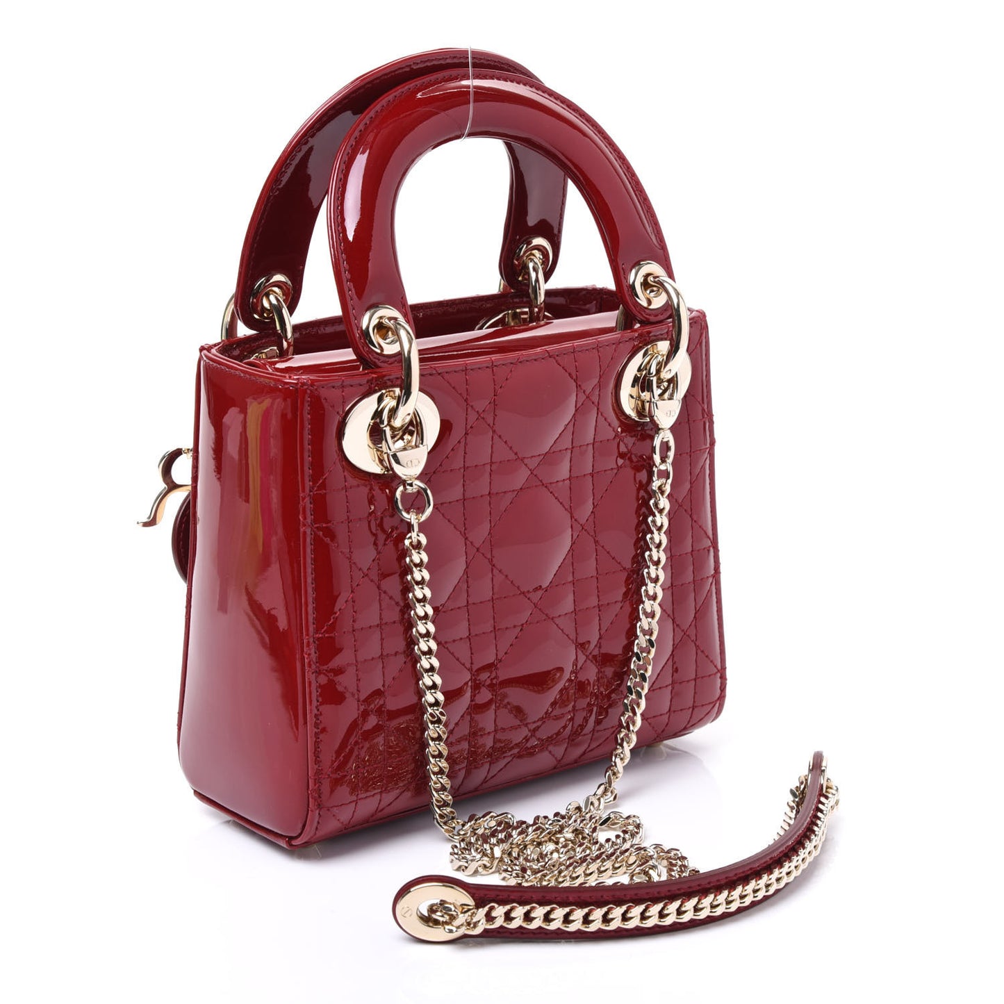 Patent Cannage Mini Lady Dior Red