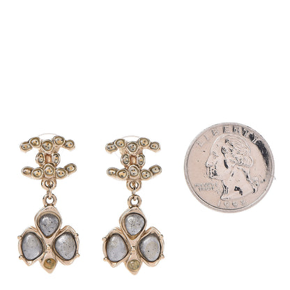 Chanel Resin CC Drop Clip On Earrings Grey Gold 2 of 4