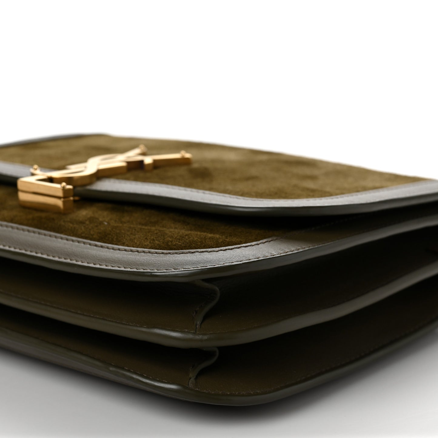 Suede Smooth Calfskin Monogram Medium Solferino Soft Satchel Sesame Seaweed