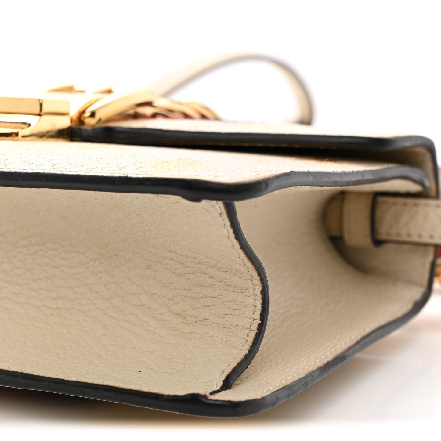 Textured Calfskin Bee Star Print Mini Sylvie Top Handle Bag Mystic White