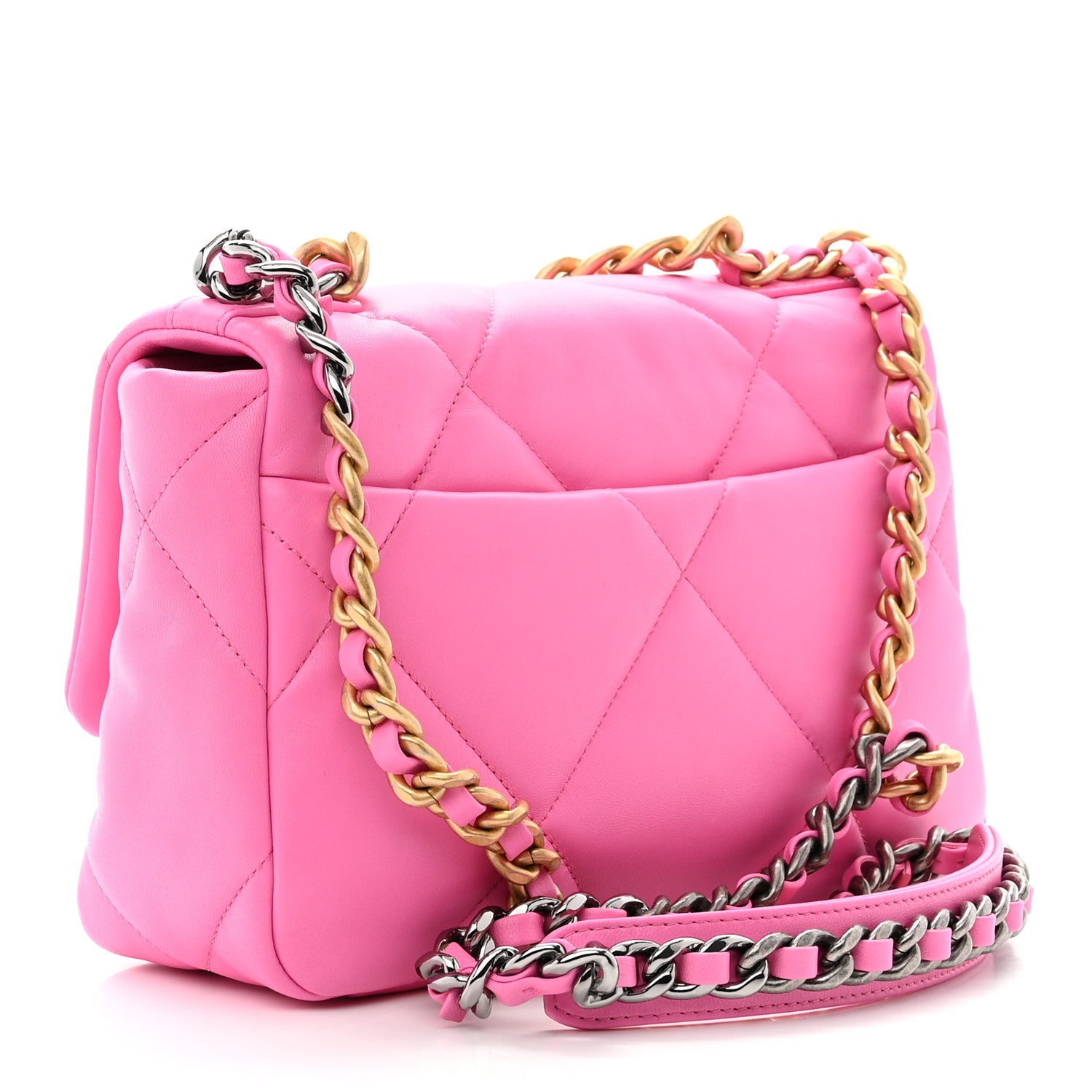 Chanel Lambskin Quilted Medium Chanel 19 Flap Pink 3 of 10