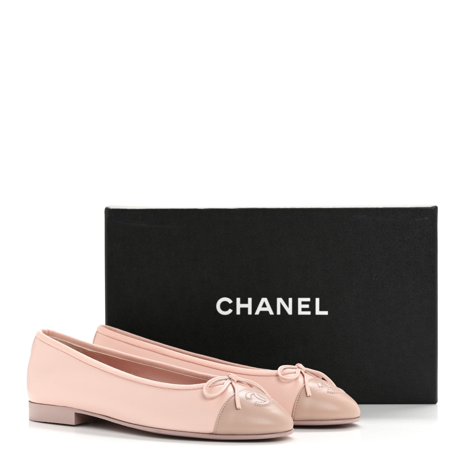 Chanel Lambskin Cap Toe CC Ballerina Flats 37 Light Pink Dark Pink 10 of 10