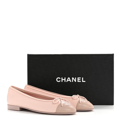 Chanel Lambskin Cap Toe CC Ballerina Flats 37 Light Pink Dark Pink 10 of 10